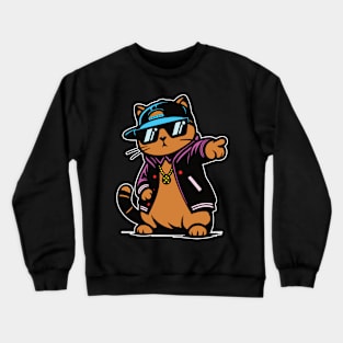 Cool Orange Cat, Ginger Cat Hiphop Lifestyle Design Crewneck Sweatshirt